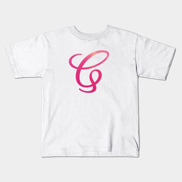 Letter G Monogram, Pink Color Personalized Design Kids T-Shirt by Star58